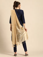 Thumbnail for All About You Women Navy Blue Floral Thread Work Kurta with Trousers & With Dupatta - Distacart
