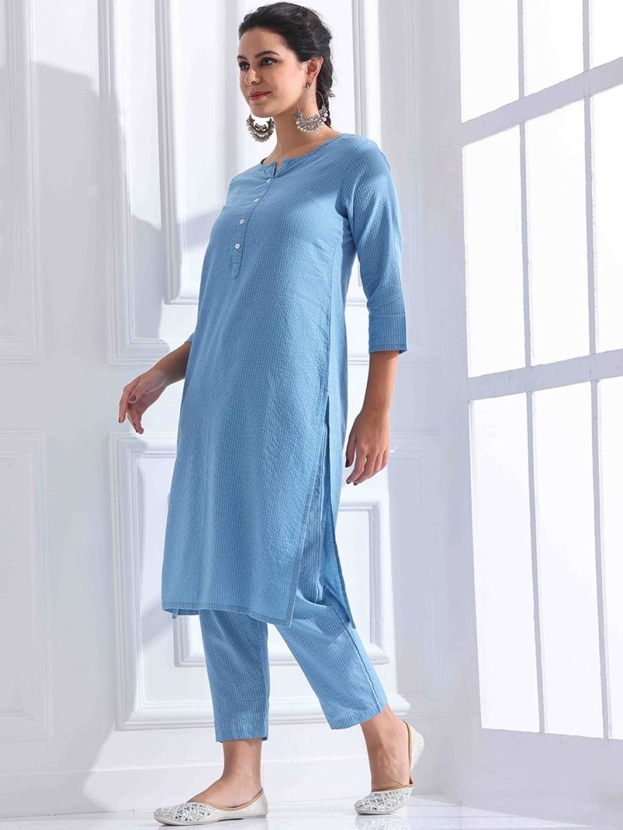 Anouk Women Regular Kantha Work Pure Cotton Kurta with Trousers
