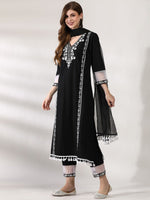 Thumbnail for Anouk Ethnic Motifs Embroidered Regular Pure Cotton Kurta With Trousers & Dupatta