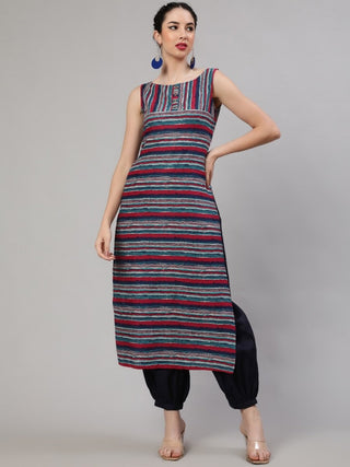 Aks Striped Regular Pure Cotton Kurta With Salwar - Distacart