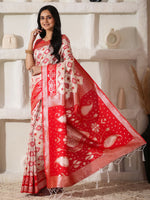 Thumbnail for Astita Linen Cotton Red & White Saree