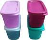 Tupperware Cubix Mini Rect Plastic Utility Container 250 Ml Pack Of 4 (Multicolor), Blue - Dista