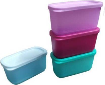 Tupperware Cubix Mini Rect Plastic Utility Container 250 Ml Pack Of 4 (Multicolor), Blue - Dista