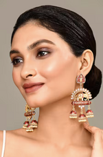 Thumbnail for Elephant Shape Maroon Jhumki Drop Earrings for Womens by House of Ree - Distacart