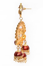 Thumbnail for Elephant Shape Maroon Jhumki Drop Earrings for Womens by House of Ree - Distacart