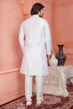 Thumbnail for Raivat Ethnic Jacquard Silk Barcode Pintux Work Kurta Pajama In Baby Pink Colour - Distacart