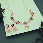 Thumbnail for Tehzeeb Creations Rose Gold-Polished Black Colour Necklace With Stud - Distacart