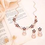 Thumbnail for Tehzeeb Creations Rose Gold-Polished Black Colour Necklace With Stud - Distacart