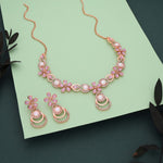 Thumbnail for Tehzeeb Creations Rose Gold-Polished Lavender Colour Necklace With Stud - Distacart