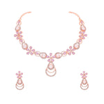 Thumbnail for Tehzeeb Creations Rose Gold-Polished Lavender Colour Necklace With Stud - Distacart