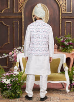 Thumbnail for Raivat Ethnic Art Silk Digital Print Work Jacket Set In Multicolour