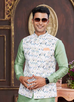 Thumbnail for Raivat Ethnic Art Silk Digital Print Work Jacket Set In Multicolour