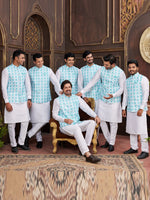 Thumbnail for Raivat Ethnic Art Silk Digital Print Work Jacket Set In Sky Blue Colour