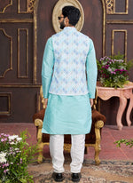 Thumbnail for Raivat Ethnic Art Silk Digital Print Work Jacket Set In Multicolour