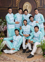 Thumbnail for Raivat Ethnic Art Silk Digital Print Work Jacket Set In Multicolour