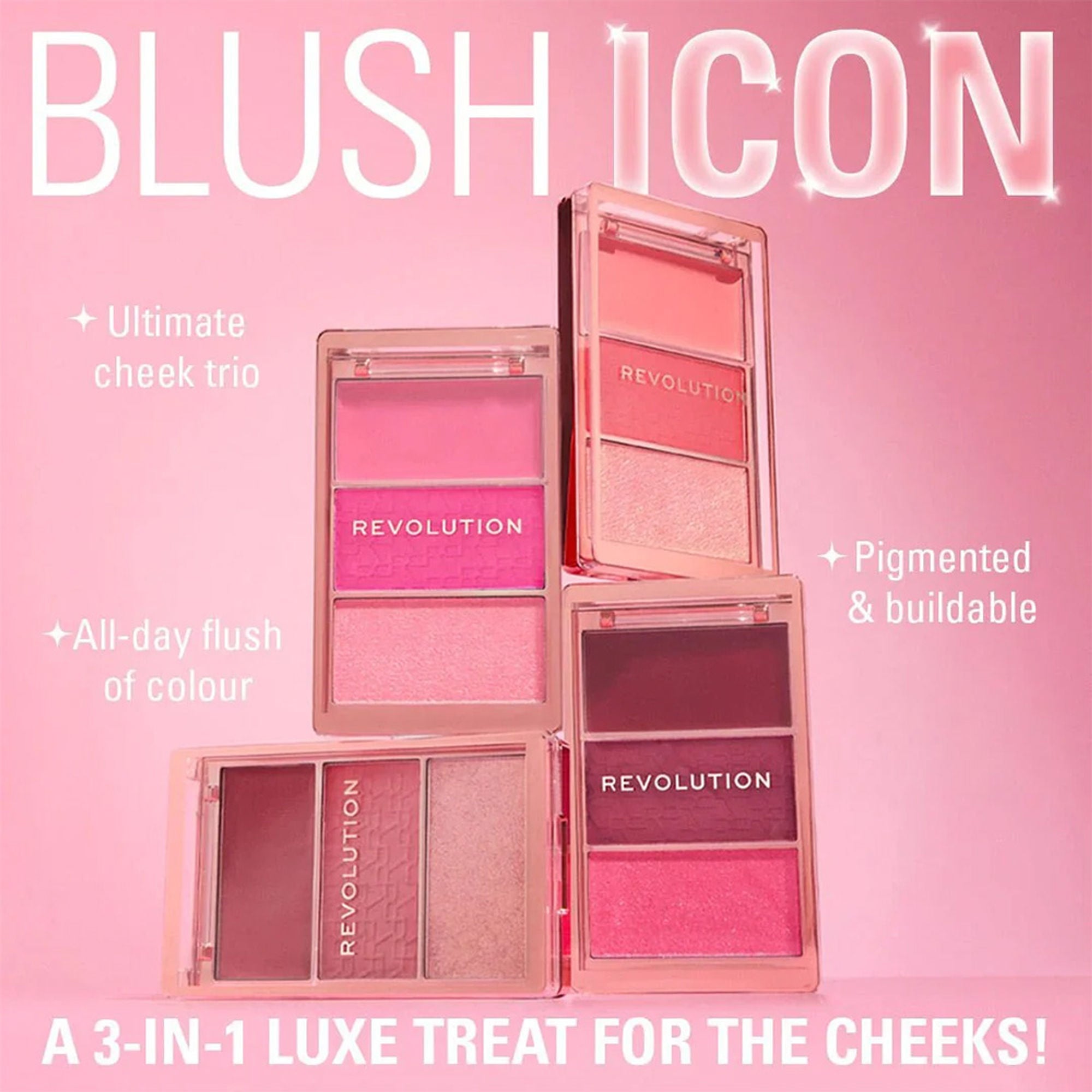 Makeup Revolution Blush Icon Palette - Hot Pink Flag - Distacart