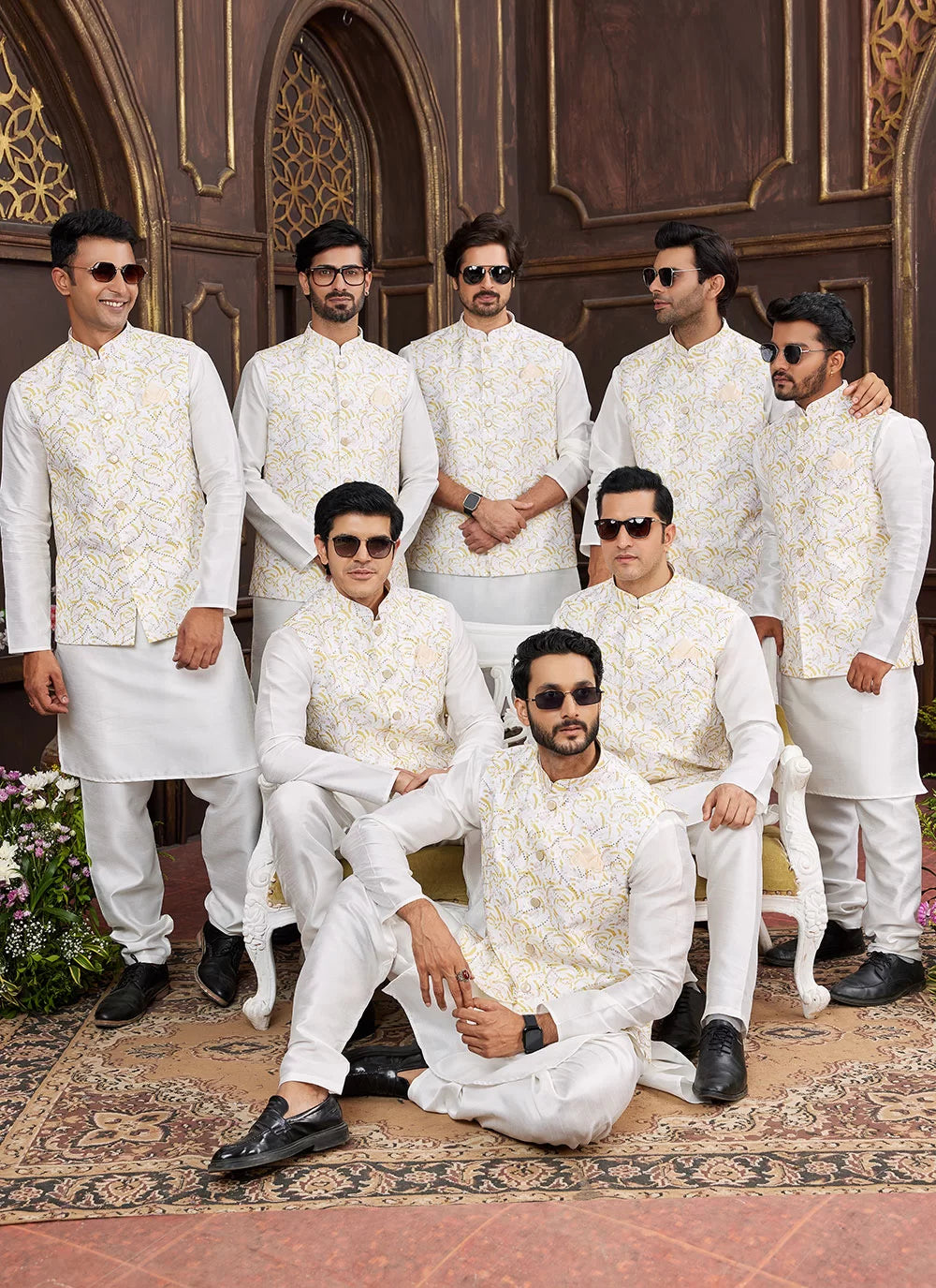 Raivat Ethnic Art Silk Digital Print Work Jacket Set In Yellow Colour - Distacart