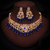 Tehzeeb Creations Gold-Polished Blue Colour Necklace With Stud - Distacart