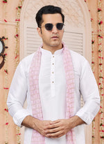 Thumbnail for Raivat Ethnic Off White Colour Art Silk Kurta Pajama With Matching Dupatta