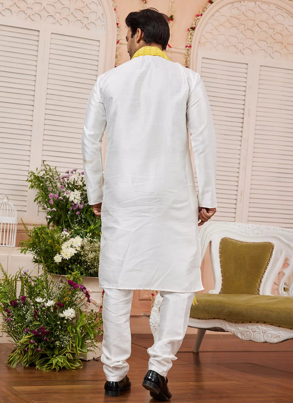 Raivat Ethnic Cream Colour Art Silk Kurta Pajama With Matching Dupatta