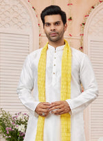 Thumbnail for Raivat Ethnic Cream Colour Art Silk Kurta Pajama With Matching Dupatta