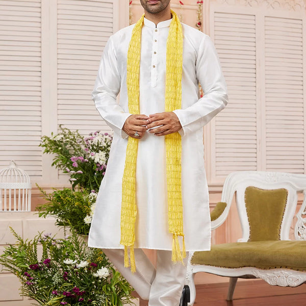 Raivat Ethnic Cream Colour Art Silk Kurta Pajama With Matching Dupatta - Distacart
