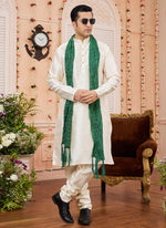 Thumbnail for Raivat Ethnic Beige Colour Art Silk Kurta Pajama With Matching Dupatta