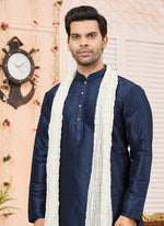 Thumbnail for Raivat Ethnic Blue Colour Art Silk Kurta Pajama With Matching Dupatta