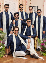 Thumbnail for Raivat Ethnic Blue Colour Art Silk Kurta Pajama With Matching Dupatta