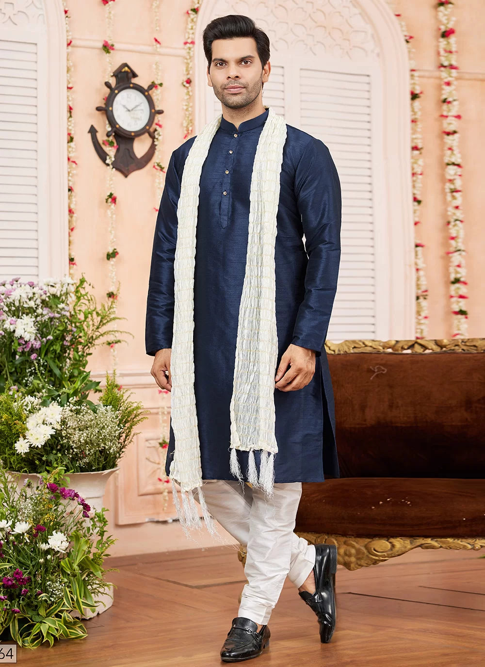 Raivat Ethnic Blue Colour Art Silk Kurta Pajama With Matching Dupatta