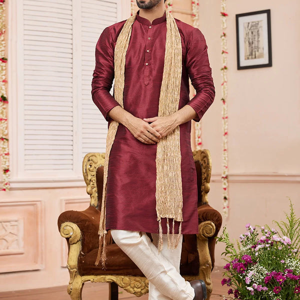 Raivat Ethnic Maroon Colour Art Silk Kurta Pajama With Matching Dupatta - Distacart