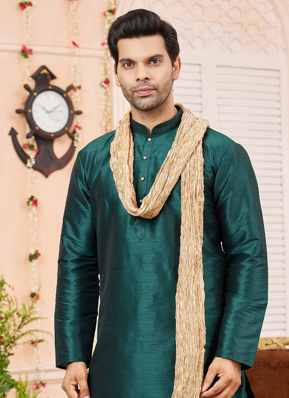 Raivat Ethnic Green Colour Art Silk Kurta Pajama With Matching Dupatta