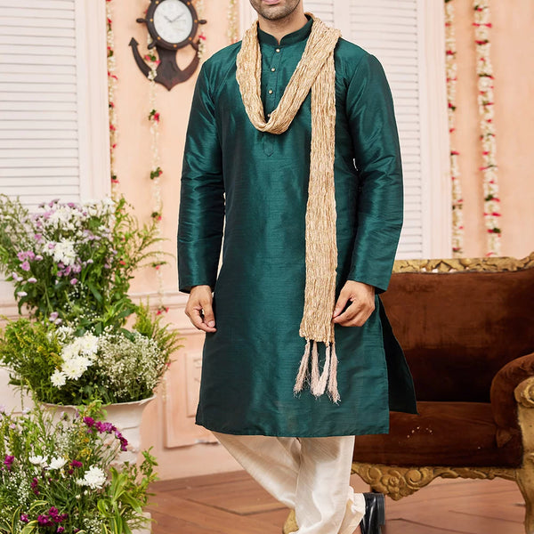 Raivat Ethnic Green Colour Art Silk Kurta Pajama With Matching Dupatta - Distacart