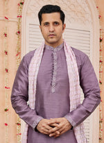 Thumbnail for Raivat Ethnic Onion Pink Colour Art Silk Kurta Pajama With Matching Dupatta