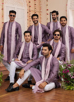 Thumbnail for Raivat Ethnic Onion Pink Colour Art Silk Kurta Pajama With Matching Dupatta