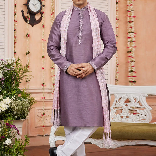Raivat Ethnic Onion Pink Colour Art Silk Kurta Pajama With Matching Dupatta - Distacart
