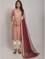 Thumbnail for Malishka Women's Peach Viscose Rayon Embroidery Kurta Set With Dupatta - Distacart