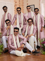 Thumbnail for Raivat Ethnic Onion Pink Colour Art Silk Kurta Pajama With Matching Dupatta