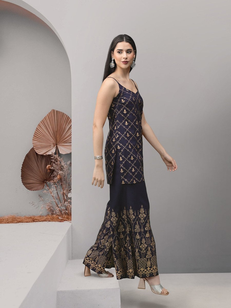 All About You Foil Printed Regular Kurta with Palazzos - Distacart