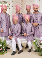 Thumbnail for Raivat Ethnic Art Silk Embroidery Work Jacket Set In Onion Pink Colour