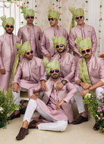 Thumbnail for Raivat Ethnic Art Silk Embroidery Work Jacket Set In Onion Colour