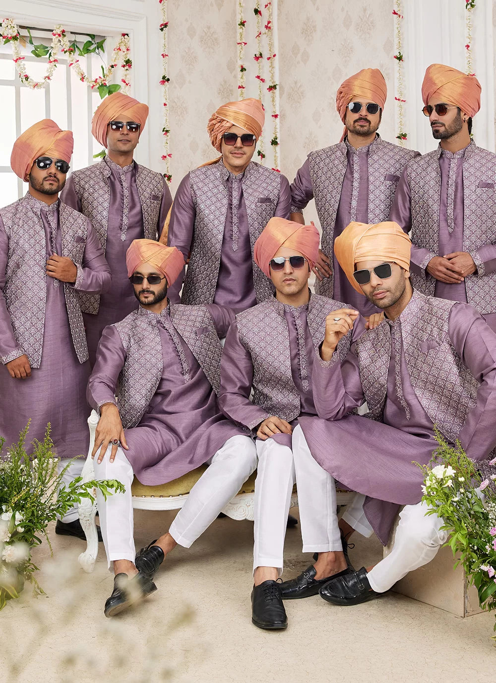 Raivat Ethnic Art Silk Embroidery Work Jacket Set In Dark Onion Pink Colour