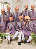 Thumbnail for Raivat Ethnic Art Silk Embroidery Work Jacket Set In Dark Onion Pink Colour