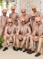 Thumbnail for Raivat Ethnic Art Silk Embroidery Work Jacket Set In Peach Colour