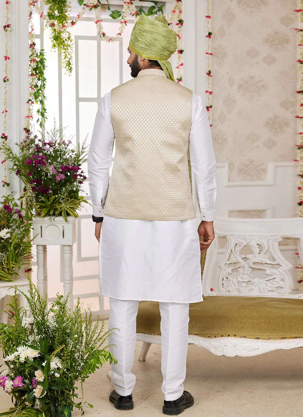 Raivat Ethnic Art Silk Embroidery Work Jacket Set In Off White Colour