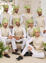 Thumbnail for Raivat Ethnic Art Silk Embroidery Work Jacket Set In Off White Colour