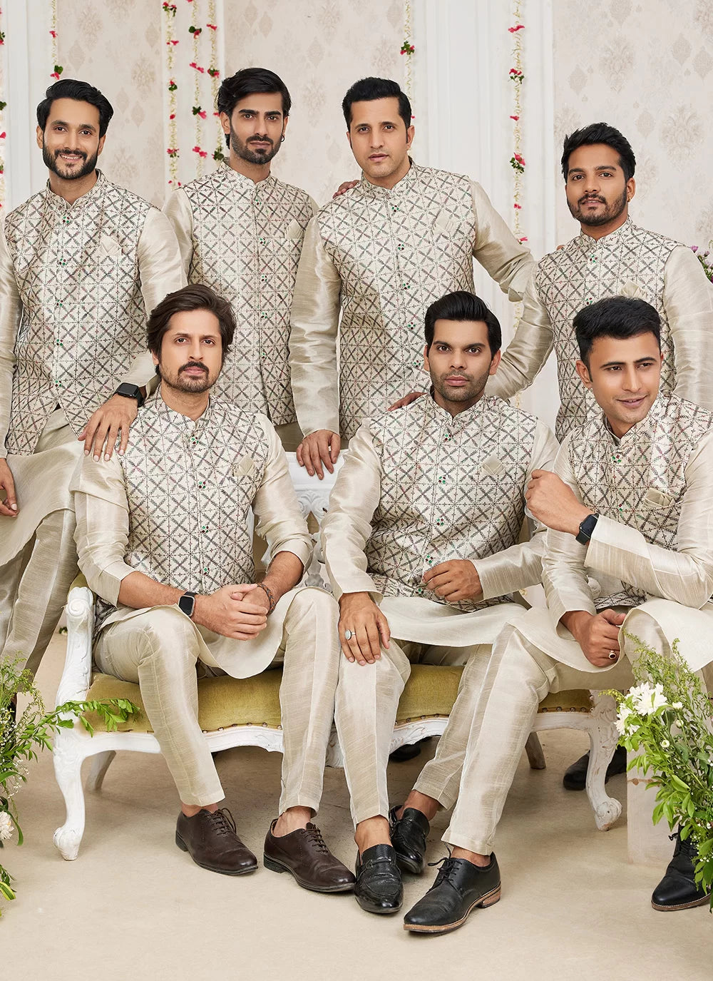 Raivat Ethnic Art Silk Embroidery Work Jacket Set In Pista Green Colour