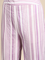 Thumbnail for Anouk Women Lavender Floral Printed Pure Cotton Kurta with Trousers - Distacart