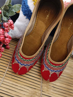 Thumbnail for Desi Colour Women Indian Ethnic Footwear-Embroidered Red Zari - Distacart