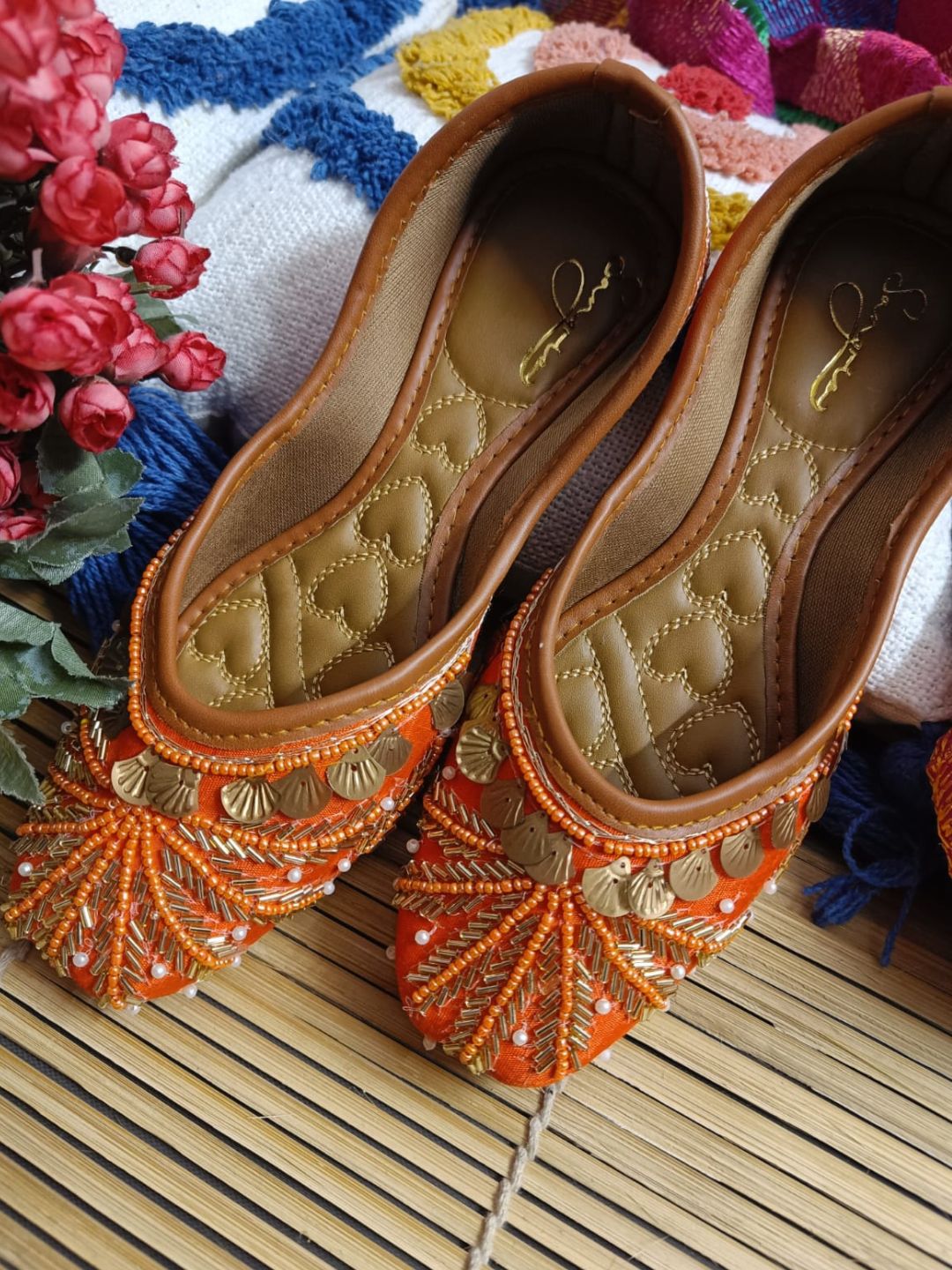 Desi Colour Women Indian Ethnic Footwear-Orange Copper Drop - Distacart
